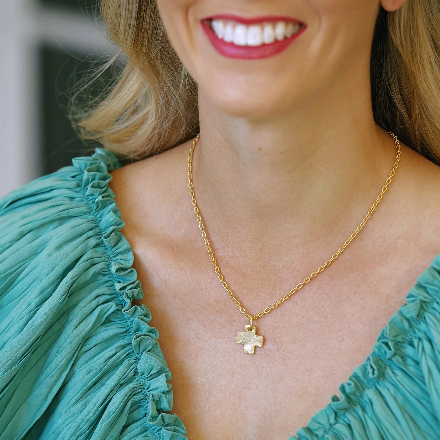 Delicate Gold Cross Necklace by Susan Shaw