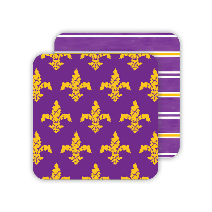 LSU Fleur De Lis Paper Coasters